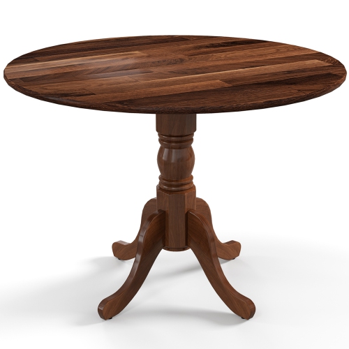 Costway Rustic Dining Table Wooden Dining Table with Round Tabletop & Curved Trestle Legs