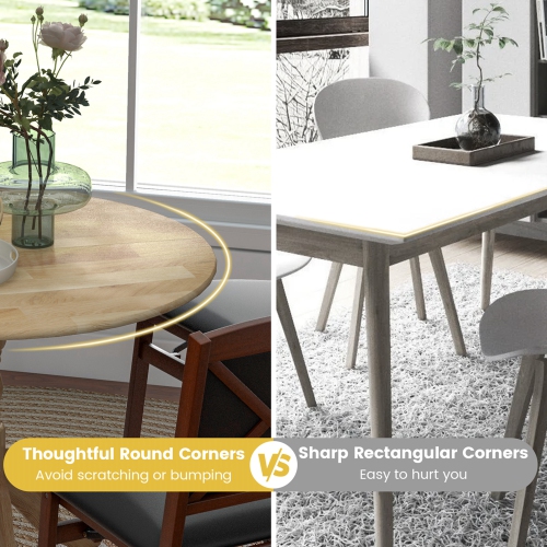 Table de salle à manger rustique en bois avec table ronde et pattes courbées de Costway