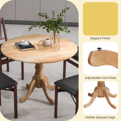 Table de salle à manger rustique en bois avec table ronde et pattes courbées de Costway