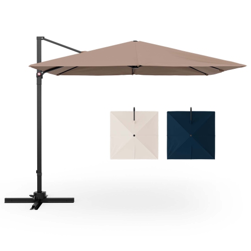 Costway Patio 9.5FT Square Cantilever Offset Hanging Umbrella 2-Tier 360° Outdoor