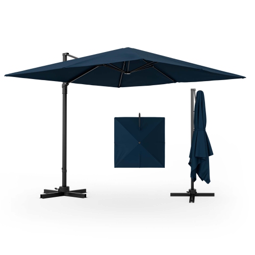 Costway Patio 9.5FT Square Cantilever Offset Hanging Umbrella 2-Tier 360° Outdoor