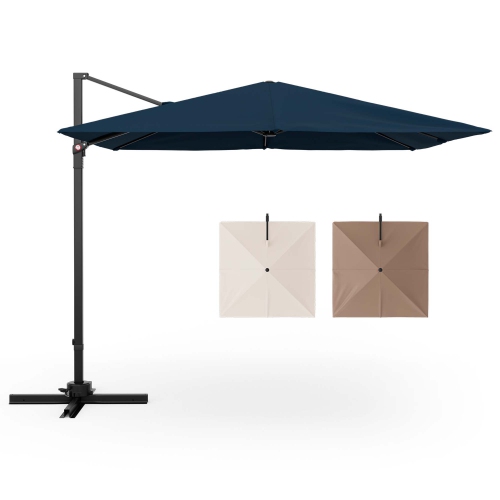 Costway Patio 9.5FT Square Cantilever Offset Hanging Umbrella 2-Tier 360° Outdoor