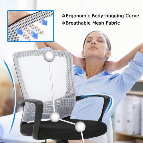 BestOffice Mesh Computer Rolling Swivel Modern Executive Chair Adjustable Stool Back Support for Adult