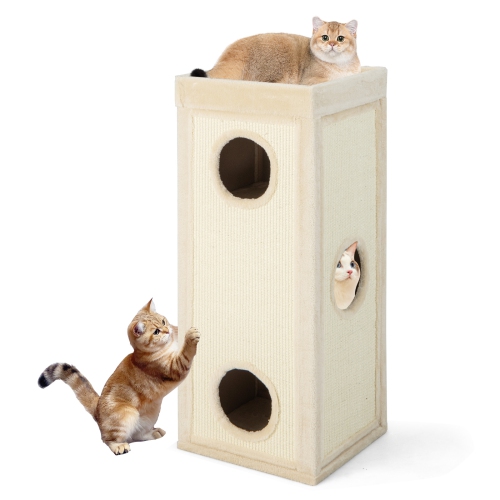 PawHut Adjustable Height Cat Stairs with Sisal Scratching Posts, Cat House  for Cozy Rest