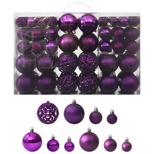 VIDAXL  100 Piece Christmas Ball Set Purple