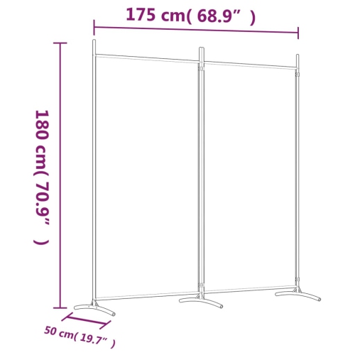 vidaXL 2-Panel Room Divider White 175x180 cm Fabric
