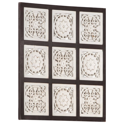vidaXL Hand-Carved Wall Panel MDF 60x60x1.5 cm Brown and White