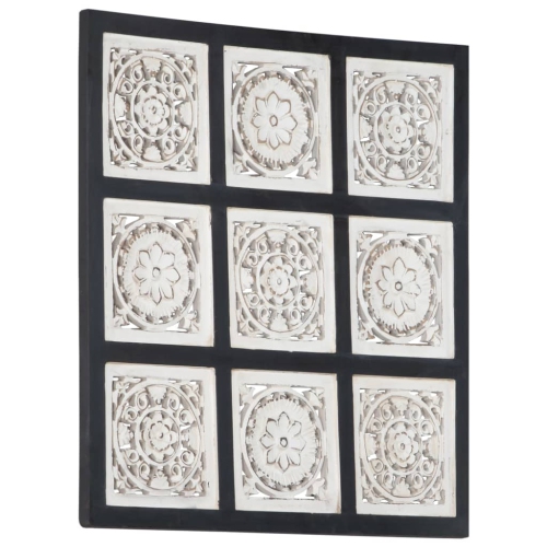 VIDAXL  Hand-Carved Wall Panel Mdf 60X60X1.5 Cm Black And In White