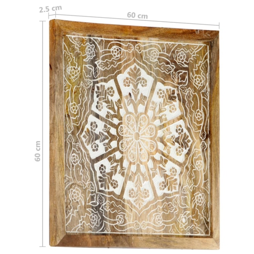 vidaXL Hand-Carved Wall Panels 2 pcs Solid Mango Wood 60x60x2.5 cm