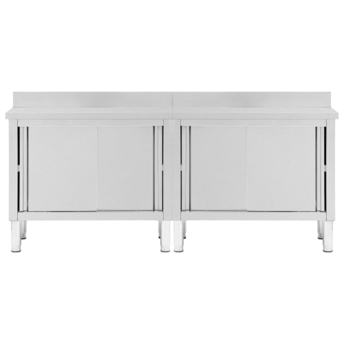 Tables de travail avec portes coulissantes vidaXL 2pcs 200x50x(95-97)cm acier inoxydable