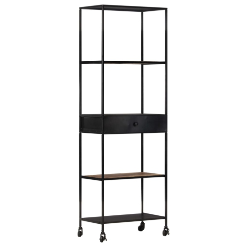 vidaXL Book Cabinet 60x35x180 cm Rough Mango Wood & Iron