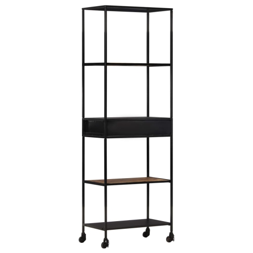 vidaXL Book Cabinet 60x35x180 cm Rough Mango Wood & Iron