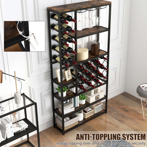 Costway Industrial Wine Rack Multi-purpose Freestanding Bakers Rack with Glass Holder