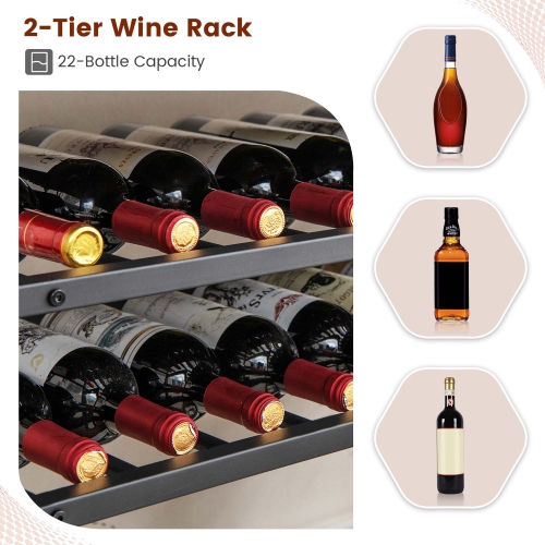 Costway Rustic 5-tier Wine Rack Table 22 Bottle Wine Cabinet Freestanding with Glass Holder