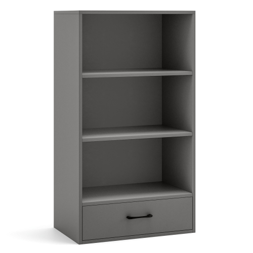 Costway 4-Tier Bookcase 48" Display Bookshelf Storage Organizer with Shelves & Drawer Grey/White/Natural