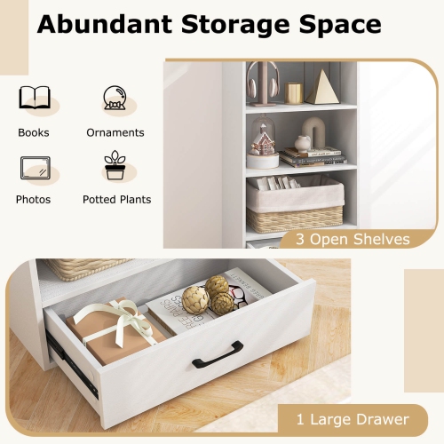 Costway 4-Tier Bookcase 48" Display Bookshelf Storage Organizer with Shelves & Drawer Grey/White/Natural