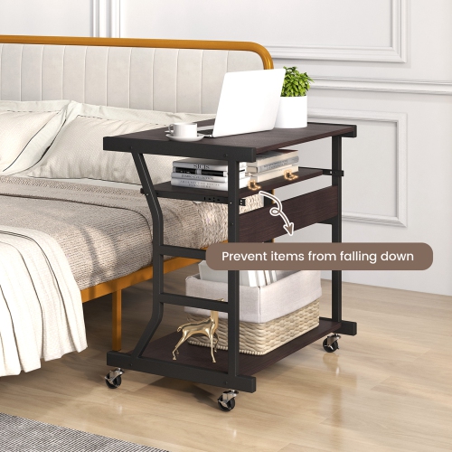 Costway 29.5" Mobile Computer Desk Rolling Laptop Cart with Pull-out Keyboard Tray & Shelf