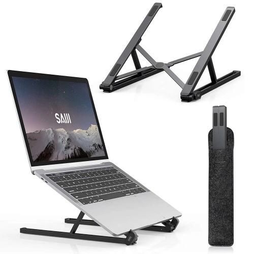 ALL YOU NEED  Aluminum Laptop Stand, Foldable Portable Notebook Stand With Adjustable Height, Ventilated Cooling for Laptops, Tablets, 10-17" Inches