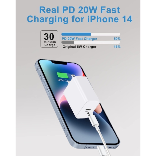 Apple Certified 3-Pack USB C Charger Block - 20W Fast Charger USB-C Power Adapter Wall Charger