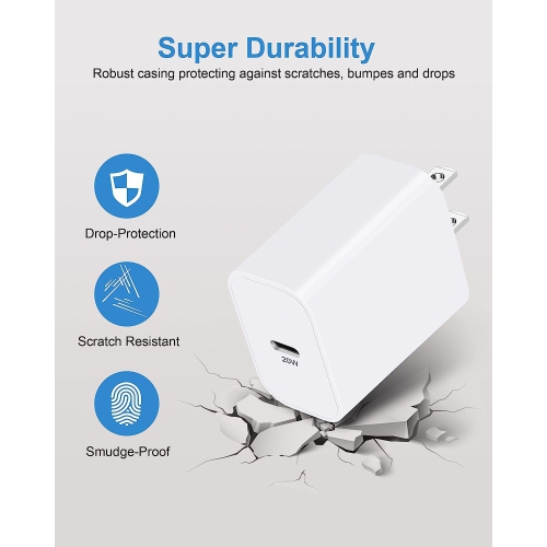 Apple Certified 3-Pack USB C Charger Block - 20W Fast Charger USB-C Power Adapter Wall Charger