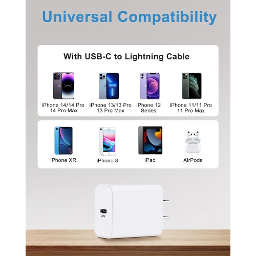 Apple Certified 3-Pack USB C Charger Block - 20W Fast Charger USB-C Power Adapter Wall Charger