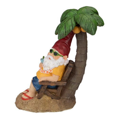 NORTHLIGHT  12.25" Tropical Gnome With Palm Tree Outdoor Garden Statue