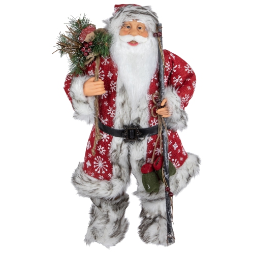 NORTHLIGHT  24" Snowflake Santa Claus With Staff And Mittens Christmas Figure