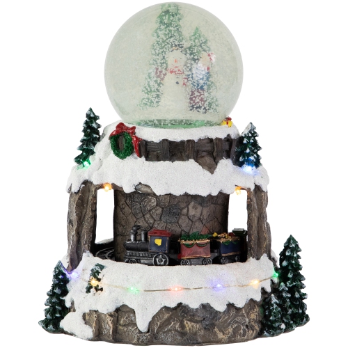 LED Lighted Animated and Musical Christmas Snowman and Train Snow Globe - 9.25"