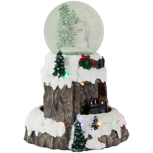 LED Lighted Animated and Musical Christmas Snowman and Train Snow Globe - 9.25"