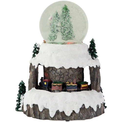 LED Lighted Animated and Musical Christmas Snowman and Train Snow Globe - 9.25"