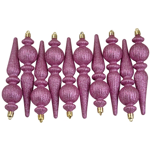 Shatterproof 3-Finish Christmas Ball and Finial Ornaments - Pink and Silver - 75ct