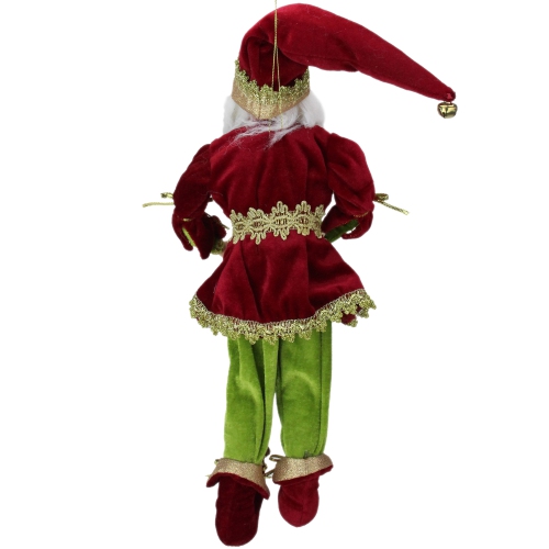Whimsical Elf Hanging Christmas Figure - 18" - Red and Green