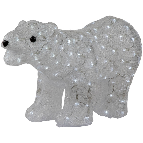 Lighted Commercial Grade Acrylic Polar Bear Outdoor Christmas Decoration - 28" - Pure White LED Lights