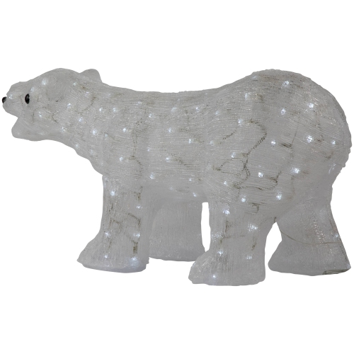 Lighted Commercial Grade Acrylic Polar Bear Outdoor Christmas Decoration - 28" - Pure White LED Lights