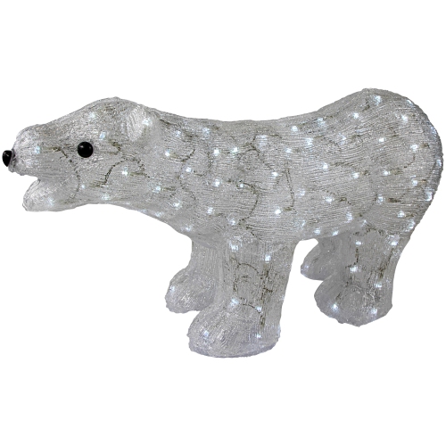 Lighted Commercial Grade Acrylic Polar Bear Outdoor Christmas Decoration - 28" - Pure White LED Lights
