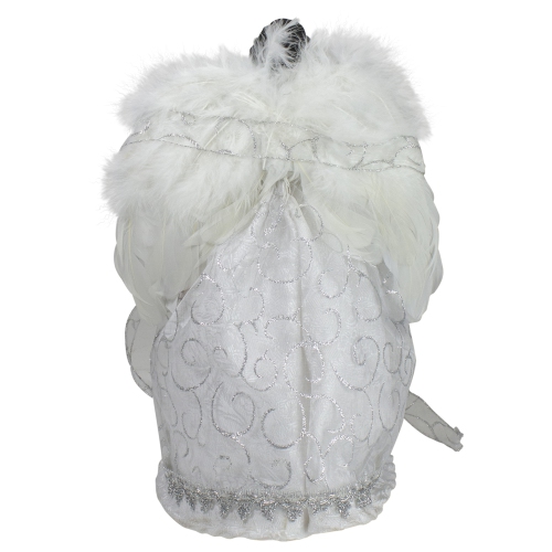 14" African American Silver and White Angel Christmas Tree Topper, Unlit