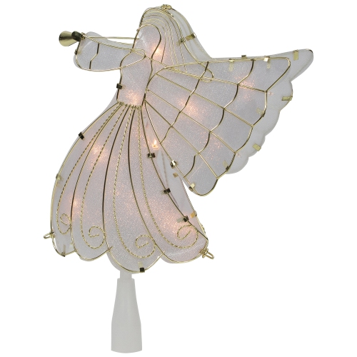 10" Gold Angel Tree Topper, Warm White Lights