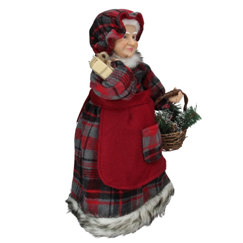 16" Country Mrs Claus with Basket and Gift Christmas Figure