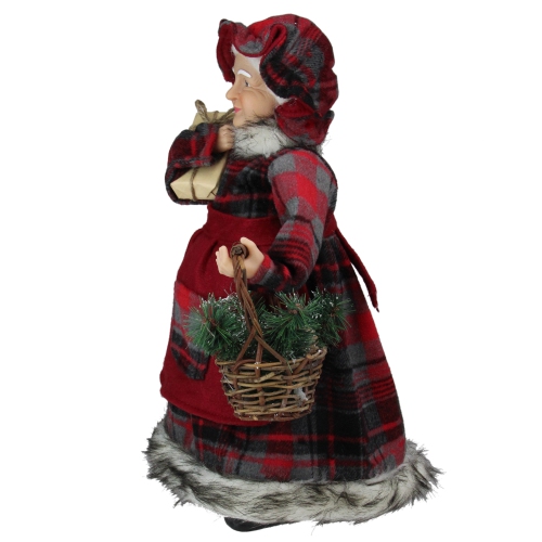 16" Country Mrs Claus with Basket and Gift Christmas Figure