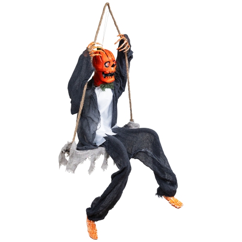 Animated Swinging Pumpkin Man Halloween Decoration - 30"