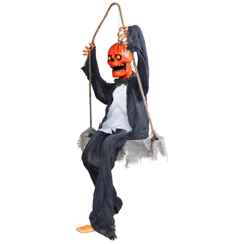 Animated Swinging Pumpkin Man Halloween Decoration - 30"