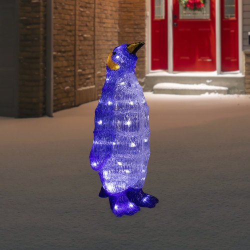 NORTHLIGHT  Led Lighted Commercial Grade Acrylic Penguin Christmas Outdoor Decoration - 18" - Polar Lights In White