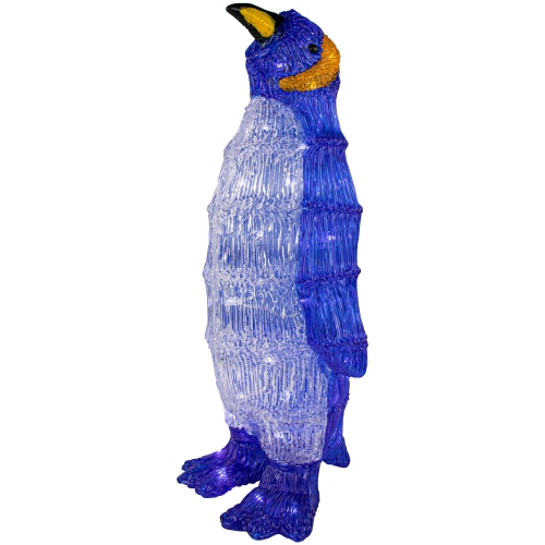 LED Lighted Commercial Grade Acrylic Penguin Christmas Outdoor Decoration - 18" - Polar White Lights