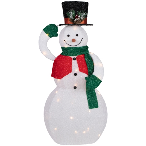 NORTHLIGHT  Led Lighted And Animated Tipping Hat Snowman Outdoor Christmas Figure - 36" - Warm Lights In White