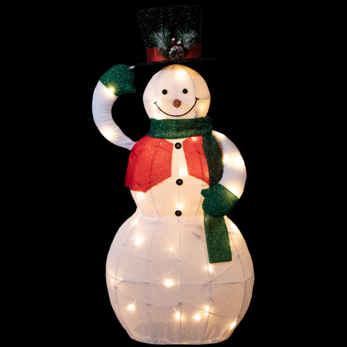 LED Lighted and Animated Tipping Hat Snowman Outdoor Christmas Figure - 36" - Warm White Lights