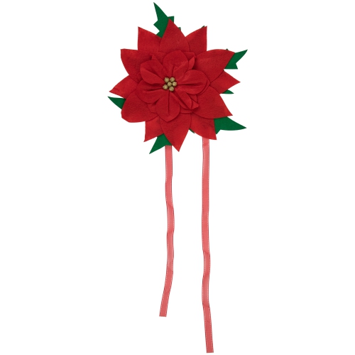 Red Poinsettia Tie-On Christmas Tree Topper Unlit - 14"