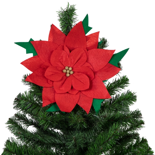 Red Poinsettia Tie-On Christmas Tree Topper Unlit - 14"