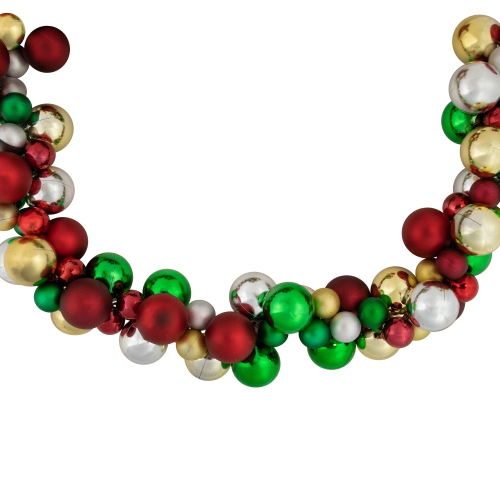 2-Finish Shatterproof Traditional Christmas Ball Garland - 6' X 3.5" - Multi-Color - Unlit