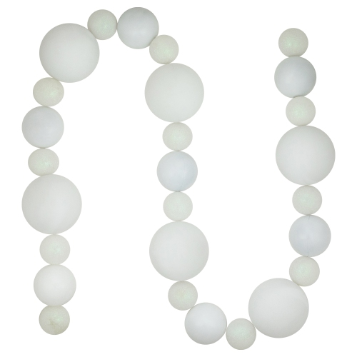 NORTHLIGHT  3-Finish Shatterproof Ball Christmas Garland - 6' X 4" - - Unlit In White