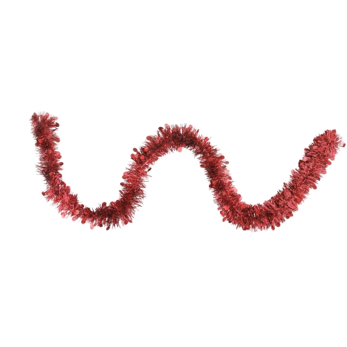 50' x 2.5" Shiny Red Tinsel Artificial Christmas Garland - Unlit